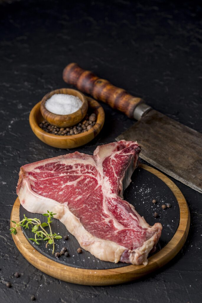 high angle meat slate with herbs salt high angle meat slate with herbs salt