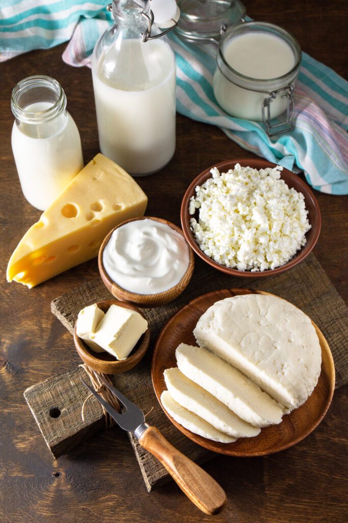set of different dairy organic products (milk, sour cream, cotta set of different dairy organic products (milk, sour cream, cotta